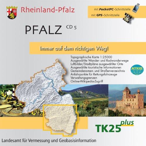 Rheinland-Pfalz, 1 CD-ROM Pfalz. Für Windows 98/ME/NT 4.0/2000/XP. Ausgewählte Wander- u. Radwanderwege, Luftbilder/Stadtpln. ausgew. Orte. Ausgewählte tourist. Informationen, Gemeindenamen- u. Straßenverz., Anfahrpunkte f. Rettu