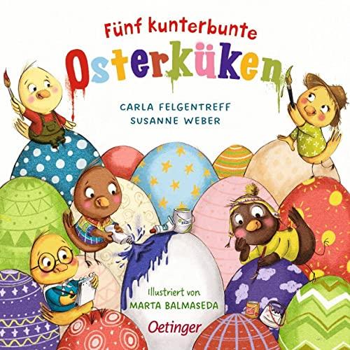 Fünf kunterbunte Osterküken: Lustiges Pappbilderbuch mit vielen kleinen Details zum Entdecken für Kinder ab 18 Monaten