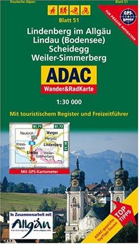 Lindenberg im Allgäu, Lindau (Bodensee), Scheidegg, Weiler-Simmerberg: 1:30000. Deutsche Alpen. GPS-genau