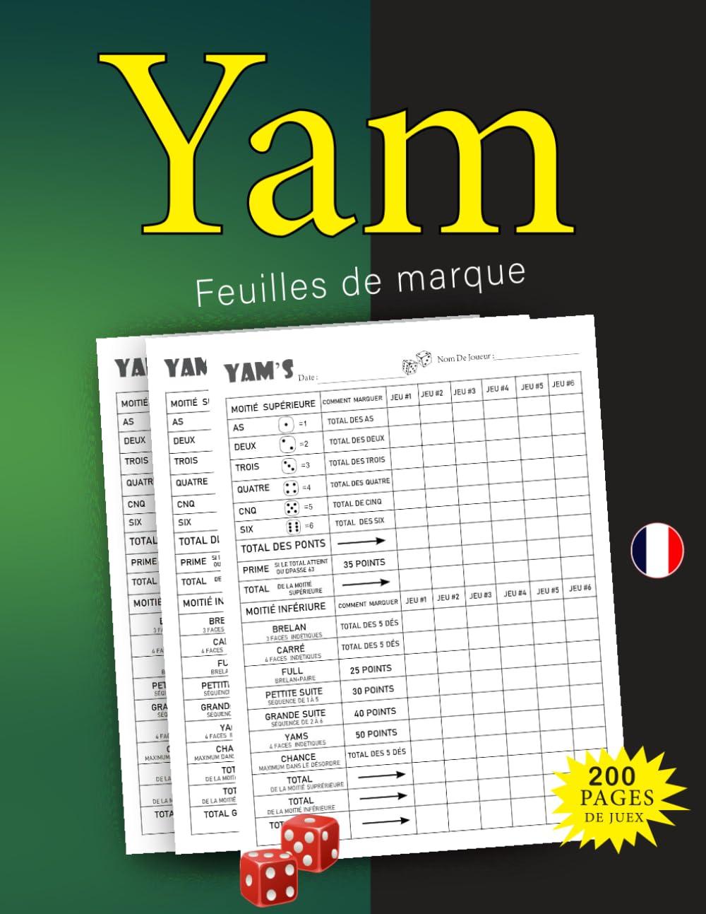 Yam's Carnet de Scores 200 Feuilles de Scores | bloc yams je