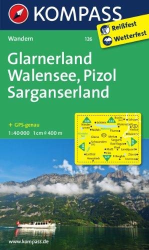 Glarnerland - Walensee - Pizol - Sarganserland: Wanderkarte. GPS-genau. 1:40000