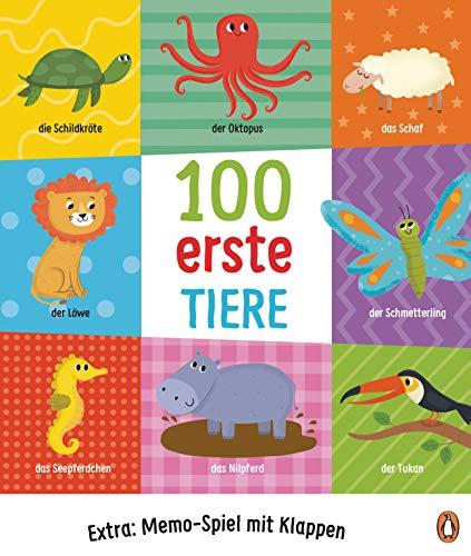 100 erste Tiere: Pappbilderbuch ab 2 Jahren mit Extra: Memo-Spiel mit Klappen (Die Wörterbuch-Reihe, Band 2)