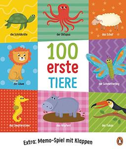 100 erste Tiere: Pappbilderbuch ab 2 Jahren mit Extra: Memo-Spiel mit Klappen (Die Wörterbuch-Reihe, Band 2)