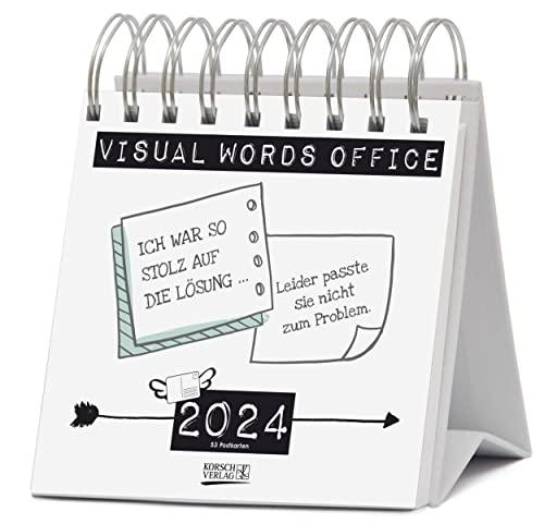 Visual Words Office 2024: Aufstellbarer Typo-Art Postkartenkalender. Jede Woche ein neuer Spruch. Hochwertiger Wochenkalender für den Schreibtisch