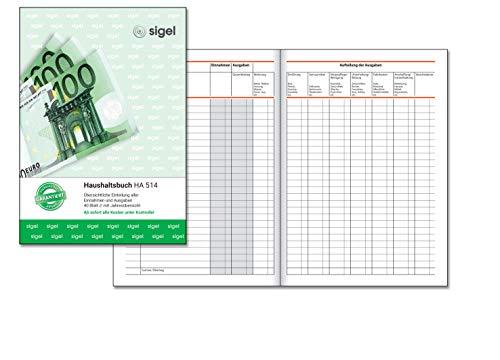 SIGEL HA514 Haushaltsbuch zum richtig Sparen, A5, zum Eintragen aller Ein- und Ausgaben, aus nachhaltigem Papier