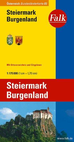 Falk Bundesländerkarte Österreich Steiermark und Burgenland 1:175 000