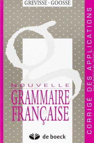 Nouvelle grammaire française : corrigé des applications