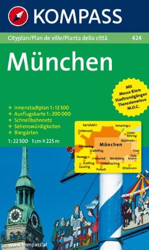 München 1 : 22 500. Cityplan: Mit Innenstadtplan 1 : 12 500, Ausflugskarte 1 : 200 000, S-Bahnnetz, Sehenswürdigkeiten, Biergärten. Mit Messe Riem, Stadtrundgängen, Theresienwiese, M.O.C