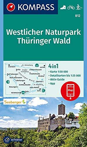 KOMPASS Wanderkarte Westlicher Naturpark Thüringer Wald: 4in1 Wanderkarte 1:50000 mit Aktiv Guide und Detailkarten inklusive Karte zur offline ... Langlaufen. (KOMPASS-Wanderkarten, Band 812)