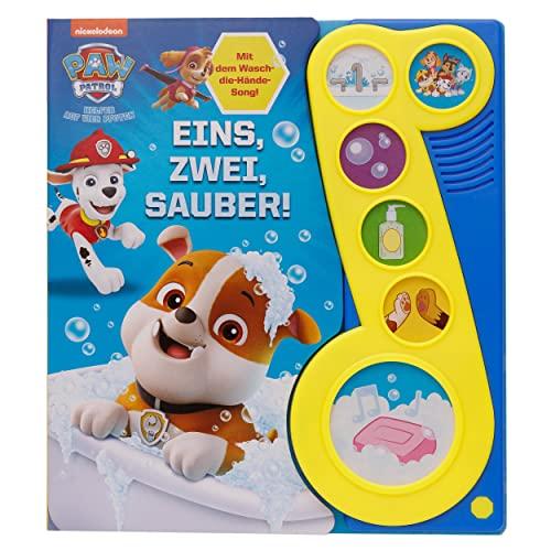 PAW Patrol - Eins, zwei, sauber! - Liederbuch mit Sound - Pappbilderbuch mit 6 Melodien und Geräuschen: Tönendes Buch