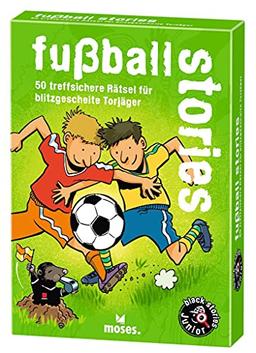 black stories Junior - fußball stories | 50 treffsichere Rätsel für blitzgescheite Torjäger | Das Rätsel Kartenspiel für Kinder ab 8 Jahren