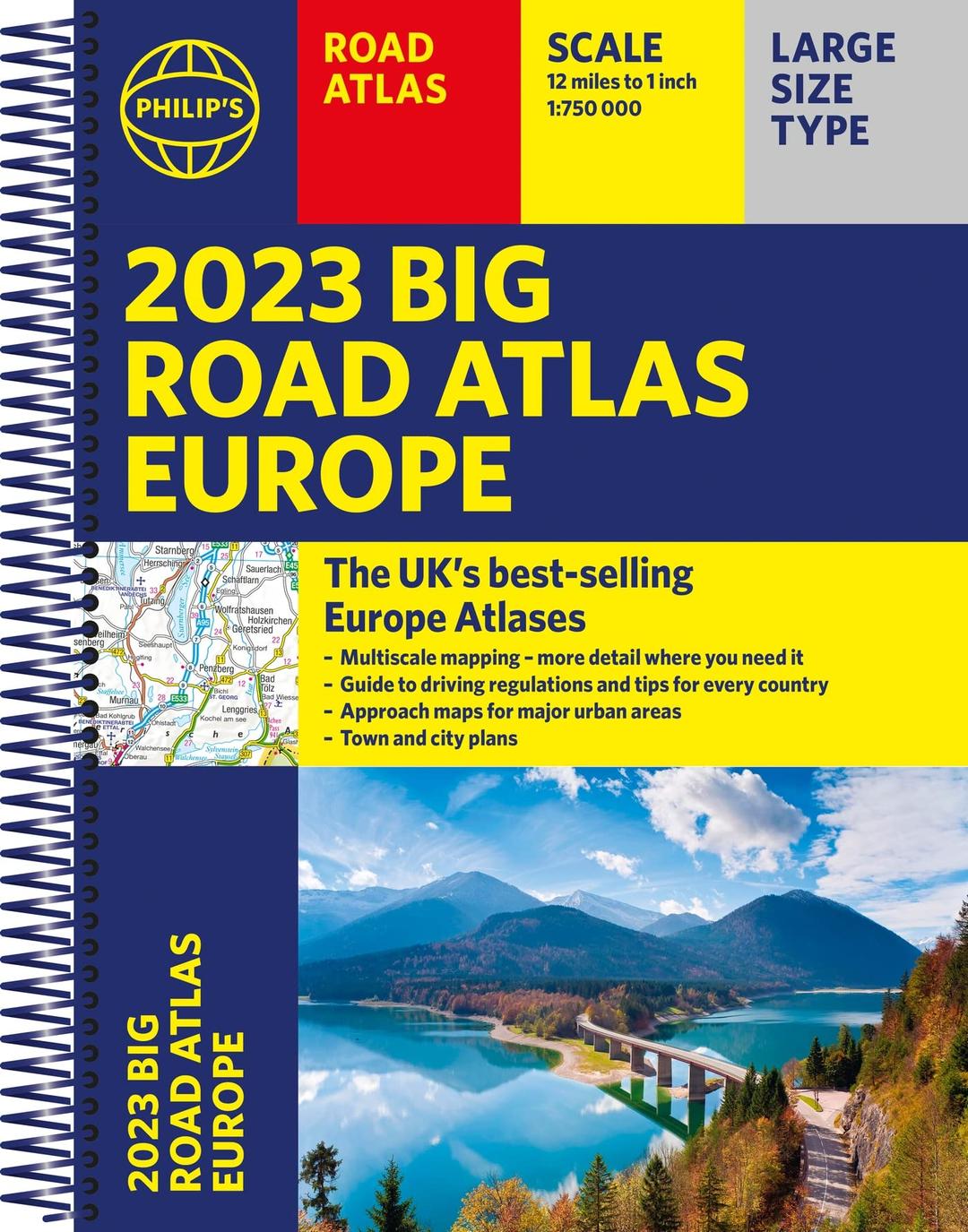 2023 Philip's Big Road Atlas Europe: (A3 Spiral binding) (Philip's Road Atlases)