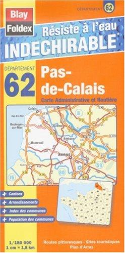 Pas-de-Calais (62) - Carte Départementale, Administrative et Routière (échelle : 1/180 000)