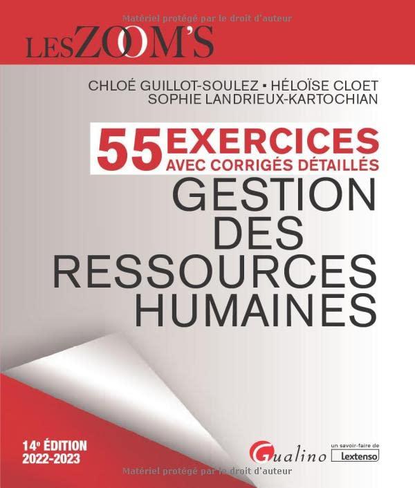 Gestion des ressources humaines : 55 exercices avec corrigés détaillés : 2022-2023