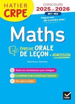 Maths : épreuve orale de leçon, admission : concours 2025 et 2026, M1, M2