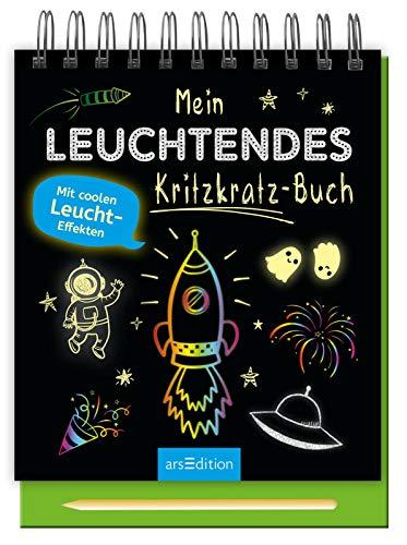 Mein leuchtendes Kritzkratz-Buch: Mit coolen Leucht-Effekten | Kreativer Kratzelspaß mit Malideen und Holzstift für Kinder ab 5 Jahren