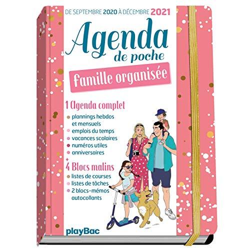 Agenda famille organisée de poche 2021 : de septembre 2020 à décembre 2021 : rose