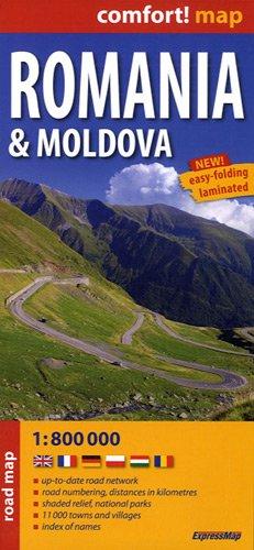 Romania & Moldova 1 : 800 000: Up-to-date road network, road numbering, distances in kilometres, shaded relief, national parks, 11 000 towns and villages, index of names. ExpressMap (Express Maps)