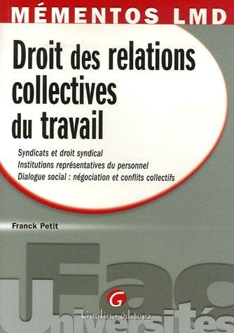 Droit des relations collectives du travail : syndicats et droit syndical, institutions représentatives du personnel, dialogue social : négociation et conflits collectifs