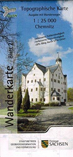 Chemnitz: Wanderkarte 1:25 000, Ausgabe mit Wanderwegen (WK25 Blatt 21) (Topographische Freizeitkarten Sachsen 1:25 000 / Wanderkarten (WK25))