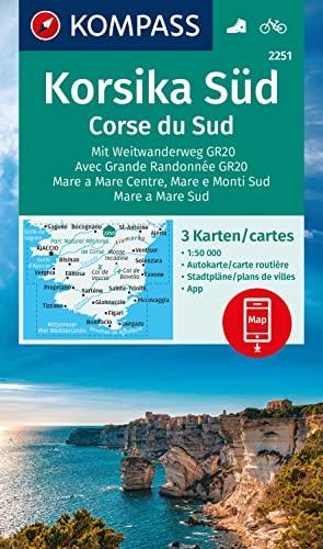 KOMPASS Wanderkarten-Set 2251 Korsika Süd. Mit Weitwanderweg GR20 / Corse du Sud. Avec Grande Randonnée GR20 (3 Karten) 1:50.000: inklusive Karte zur ... Verwendung in der KOMPASS-App. Fahrradfahren.