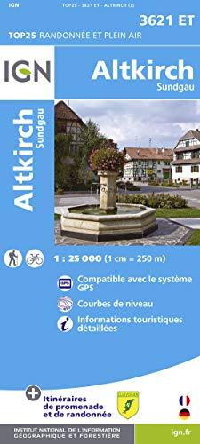 IGN Karte, Carte de randonnée (et plein air) Altkirch: Sundgau. Courbes de niveau, informations touristiques detaillées. Compatible avec le système GPS