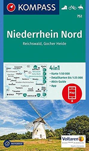 Niederrhein Nord, Reichswald, Gocher Heide: 4in1 Wanderkarte 1:50000 mit Aktiv Guide und Detailkarten inklusive Karte zur offline Verwendung in der ... Reiten. (KOMPASS-Wanderkarten, Band 752)