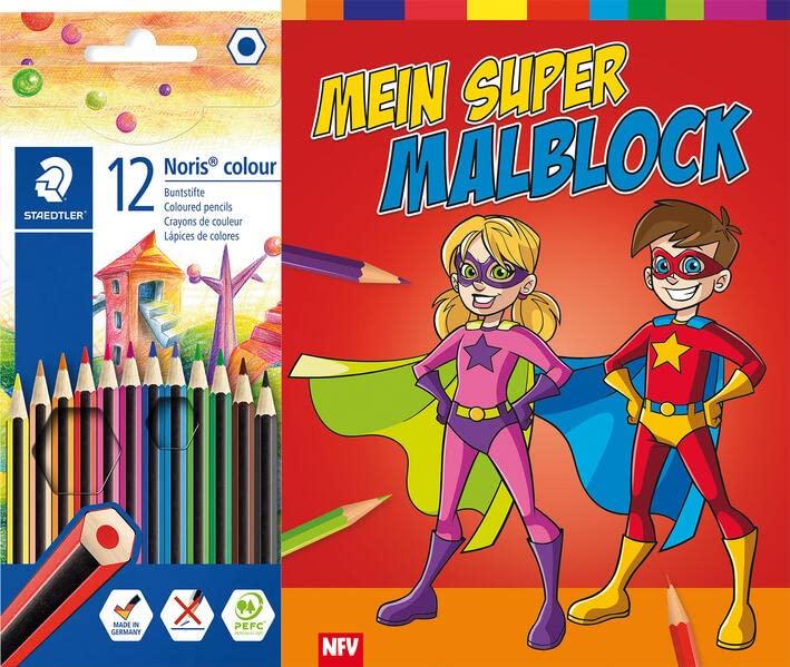 Mein Super-Malblock: mit 12 farbintensiven Buntstiften