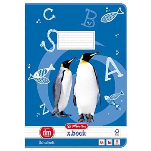 Herlitz 11322401 Schulheft (A4, Lineatur dm (liniert mit Hilfslinie)) 16 Blatt, 10er Packung