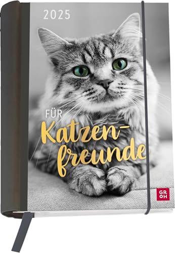 Buchkalender 2025: Für Katzenfreunde: Katzenkalender goldveredelt. Wochenplaner | Terminplaner | Organizer. Praktischer kleiner Taschenkalender, 12 heraustrennbare Postkarten inkl.