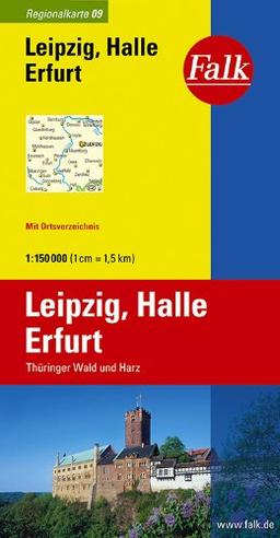 Falk Regionalkarte Leipzig - Halle - Erfurt 1:150 000 Thüringer Wald und Harz