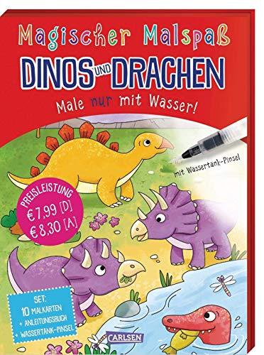 Magischer Malspaß: Dinos und Drachen: Male nur mit Wasser! Set mit Anleitungsheft, Wassertank-Pinsel und 10 Zauberkarten