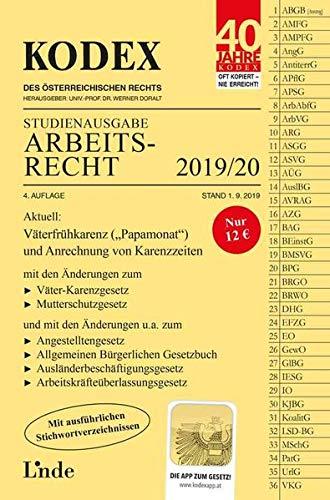 KODEX Studienausgabe Arbeitsrecht 2019/20