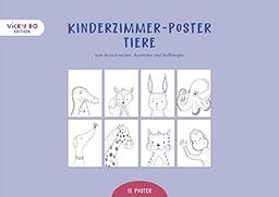 Kinderzimmer Poster - Tiere: 18 Zeichnungen zum Ausschneiden, Ausmalen und Aufhängen (Deko Wandbilder Din A4)