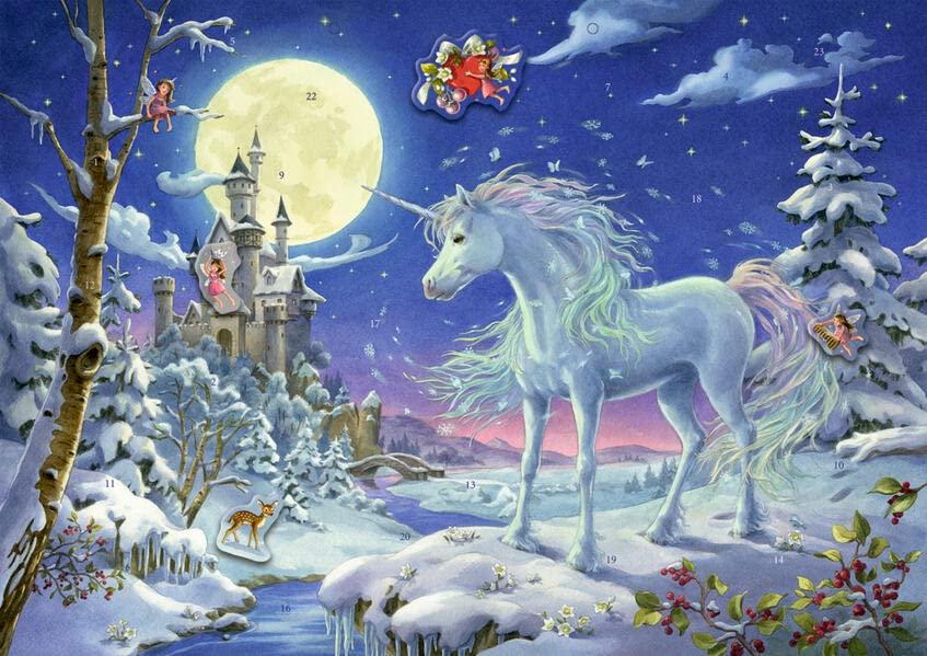 Sticker-Adventskalender: Einhorn im Zauberwald