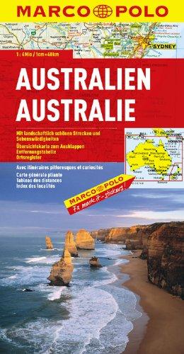 MARCO POLO Kontinentalkarte Australien 1:4 Mio.: Mit landschaftlich schönen Strecken und Sehenswürdigkeiten. Übersichtskarte zum Ausklappen, Entfernungstabelle, Ortsregister