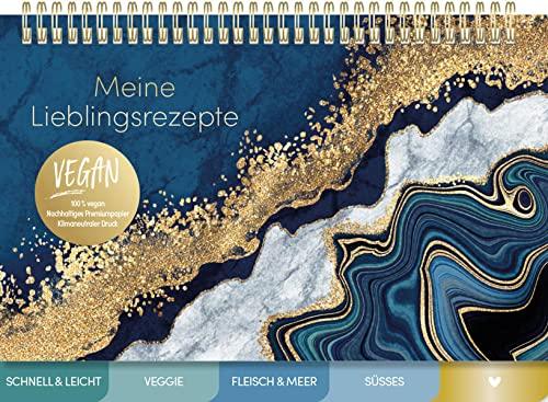 Rezeptbuch "Marble Blue": Kochbuch zum Selberschreiben mit Spiralbindung für meine Lieblingsrezepte, 5 Register, Platz für 100 Rezepte, abwaschbares Premium Cover, DIN A5 - SchreibLiebe