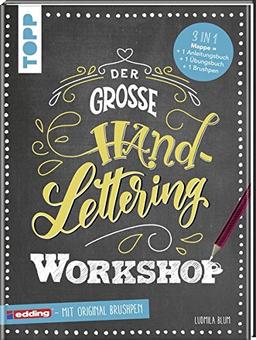 Der große Handlettering Workshop: 3 in 1 Mappe = 1 Anleitungsbuch + 1 Übungsbuch + 1 original Brushpen von edding