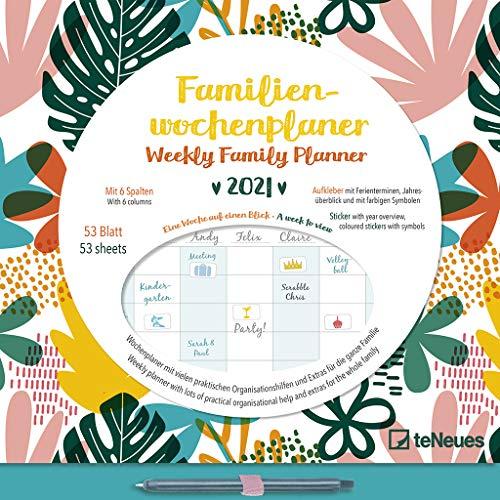 Familien Wochenkalender Flowers 2021 - Familien-Timer - Termin-Planer - Kinder-Kalender - Familien-Kalender - 30,5x30,5