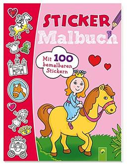 Stickermalbuch Prinzessinnen und Pferde: Mit 100 bemalbaren Stickern