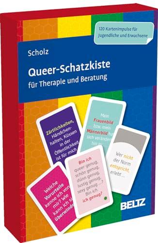 Queer-Schatzkiste für Therapie und Beratung: 120 Karten für die Arbeit mit Jugendlichen und Erwachsenen. Mit 24-seitigem Booklet in stabiler Box, Kartenformat 5,9 x 9,2 cm (Beltz Therapiekarten)