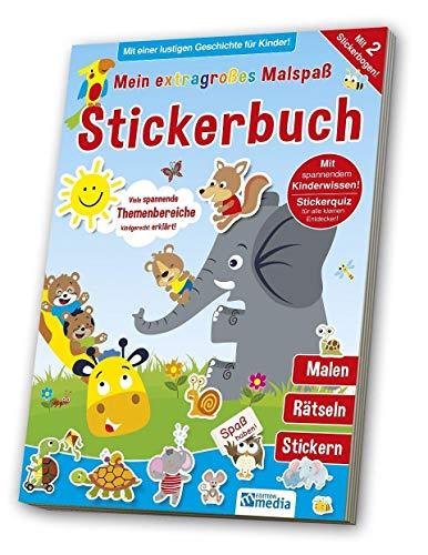 Stickerspaßbuch - KiTa und Kindergarten: Mit einer lustigen Geschichte für Kinder. Malen - Rätseln - Stickern. Mit 2 Stickerbogen