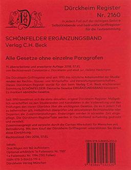 SCHÖNFELDER-100er Dürckheim-Griffregister Nr. 2320, 5. Aufl. 2018: 128 bedruckte, selbstklebende Griffregister mit 100er-Unterteilung des BGB, StGB, ... an Folien, Trennblättern oder Buchseiten.