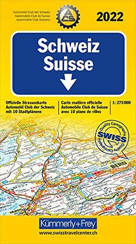 Schweiz ACS 2022 1:275 000: Offizielle Strassenkarte Automobilclub der Schweiz mit 10 Stadtpläne (Kümmerly+Frey Strassenkarten)