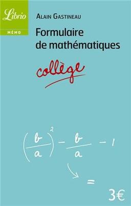 Formulaire de mathématiques : collège