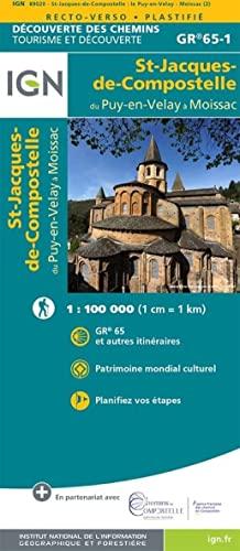 Jakobsweg GR65-1 - Saint Jacques Le Puy en Velay - Moissac - Touristische Karte 1:100.000 (wasserfest)