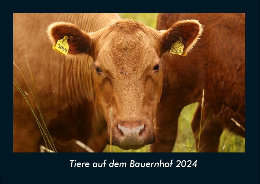 Tiere auf dem Bauernhof 2024 Fotokalender DIN A4: Monatskalender mit Bild-Motiven von Haustieren, Bauernhof, wilden Tieren und Raubtieren