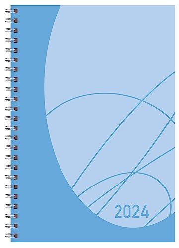 Buchkalender Wochentimer Flexi Colourlux aqua 2024: Terminplaner mit Spiralbindung. Din A5 Terminkalender 1 Woche 2 Seiten. Extra Platz für Notizen.