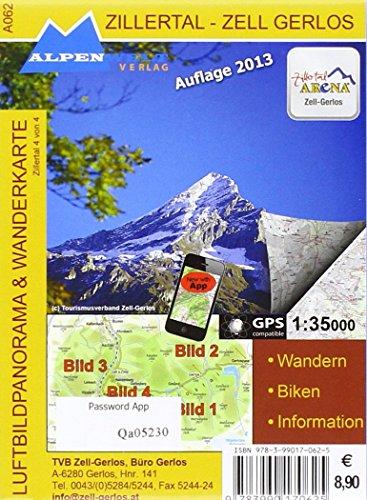 Zillertal - Zell Gerlos 1 : 35 000 Luftbildpanorama und Wanderkarte: Wandern, Biken, Information