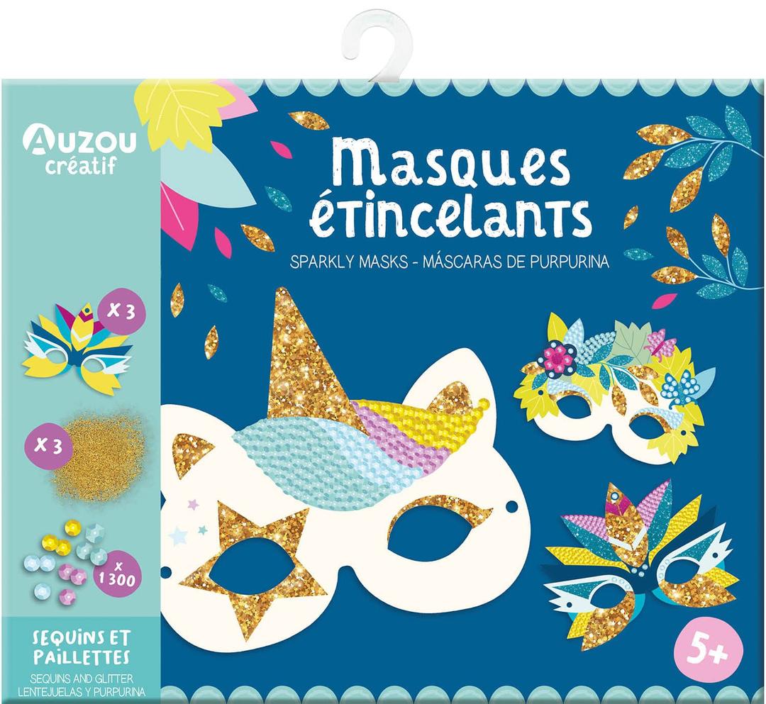 Masques étincelants : sequins et paillettes. Sparkly masks : sequins and glitter. Mascaras de purpurina : lentejuelas y purpurina